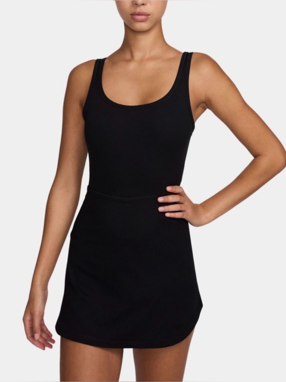 Nike One Dri-FIT Athletic Dress Romper Black Ribbed Built-In Shorts Size Small